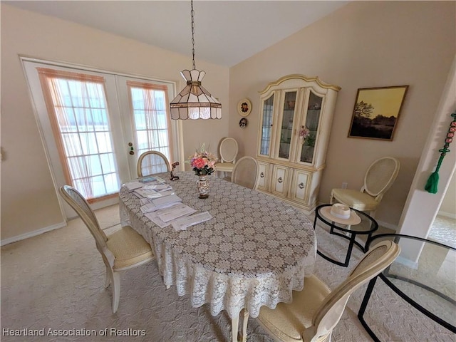 view of carpeted dining room