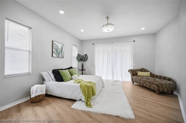 bedroom featuring light hardwood / wood-style flooring