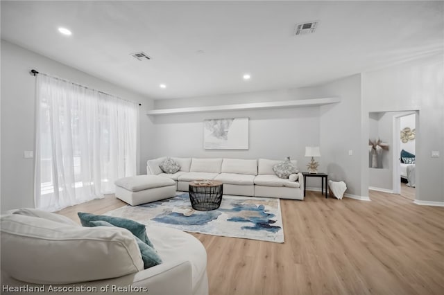 living room featuring light hardwood / wood-style flooring