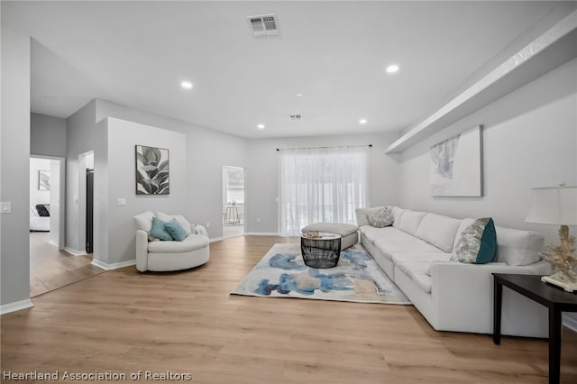 living room featuring light hardwood / wood-style flooring