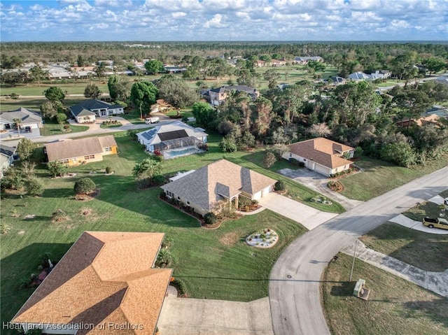 drone / aerial view with a residential view