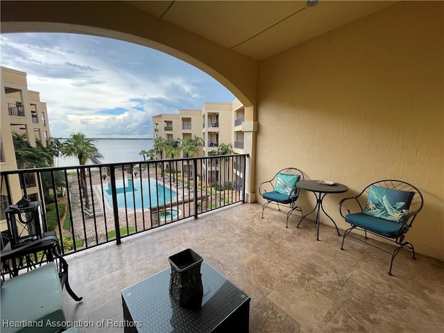 balcony with a water view