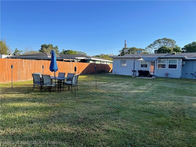 view of yard featuring a fenced backyard