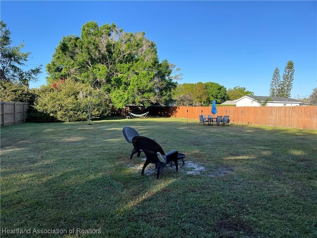 view of yard featuring a fenced backyard