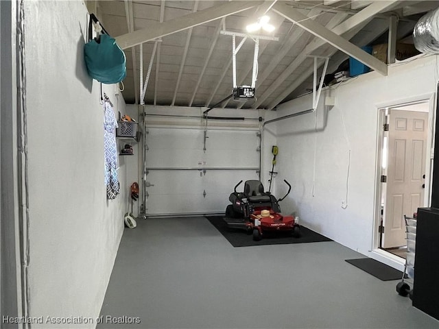 garage with a garage door opener