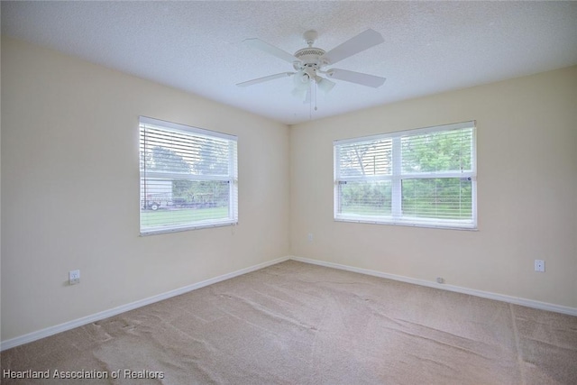 134 Bimini St NE, Lake Placid, FL 33852 - spare room featuring plenty of natural light, light colored carpet, ceiling fan, baseboards, and a textured ceiling