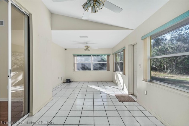 unfurnished sunroom with vaulted ceiling