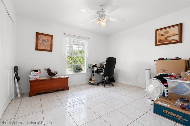 2433 N Highlands Blvd, Avon Park, FL 33825 - office featuring light tile patterned floors, ceiling fan, and baseboards