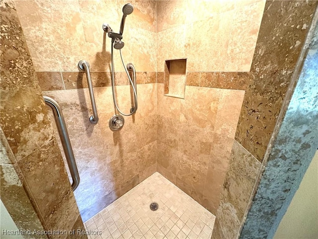 interior details featuring tiled shower