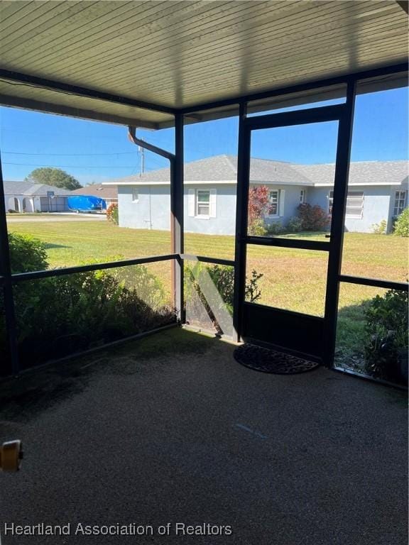 view of unfurnished sunroom