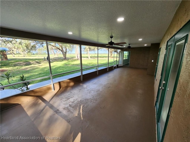 203 Boyer St, Venus, FL 33960 - unfurnished sunroom featuring a ceiling fan