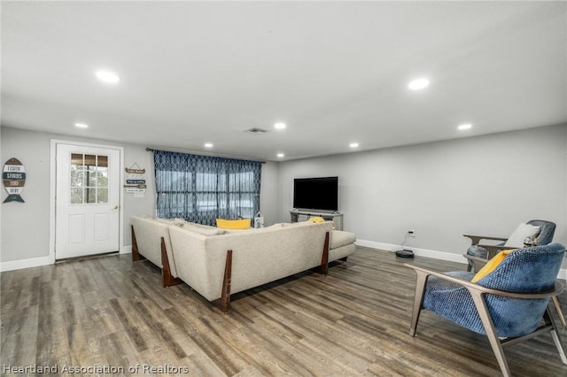 living room with wood-type flooring