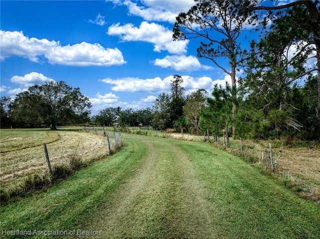 view of street featuring a rural view