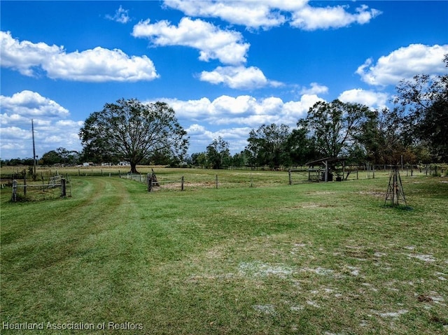 view of yard with a rural view