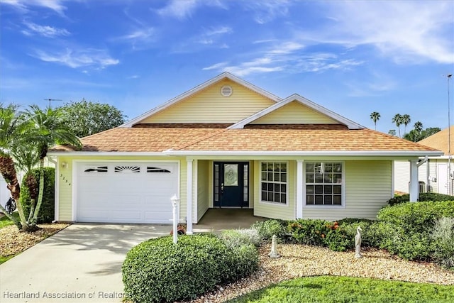 view of front of house with a garage