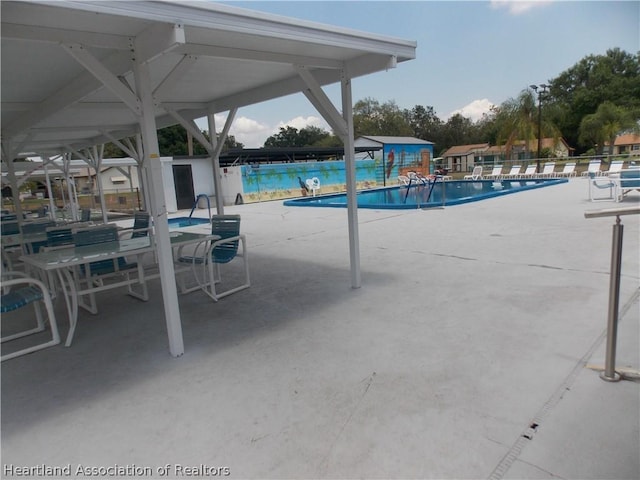 view of pool featuring a patio