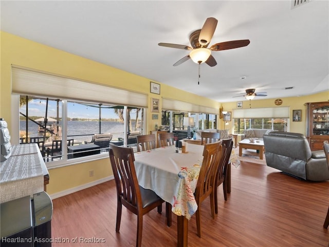 123 Harry Lee Rd, Lake Placid, FL 33852 - dining room with hardwood / wood-style flooring, a healthy amount of sunlight, and a water view