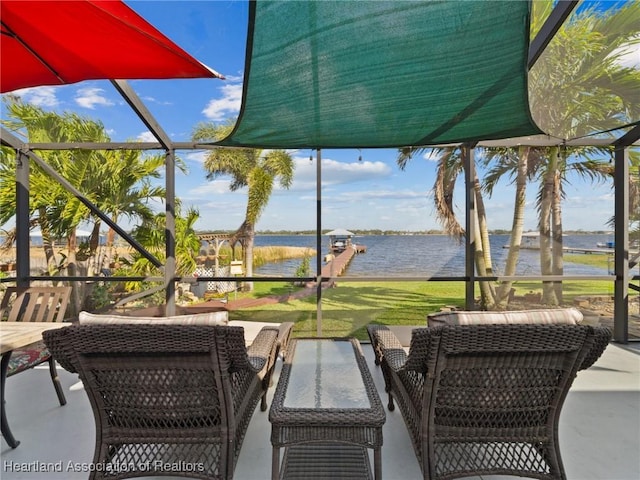 123 Harry Lee Rd, Lake Placid, FL 33852 - view of patio / terrace featuring a water view and an outdoor hangout area