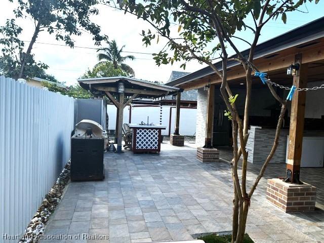 view of patio featuring a gazebo