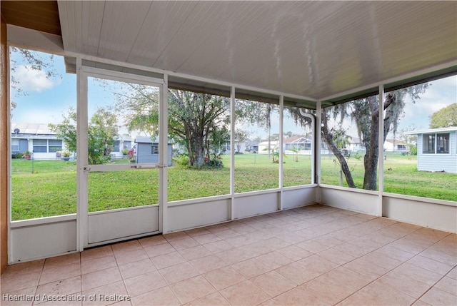 view of unfurnished sunroom