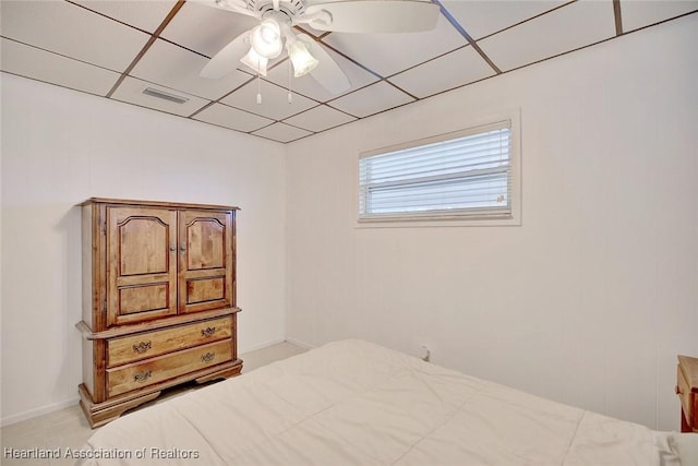1644 Heron Dr S, Lorida, FL 33857 - carpeted bedroom featuring ceiling fan and a drop ceiling