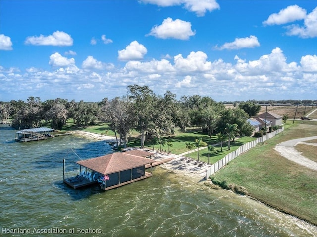 500 Heartland Blvd, Lake Placid, FL 33852 - dock area featuring a water view, boat lift, and fence