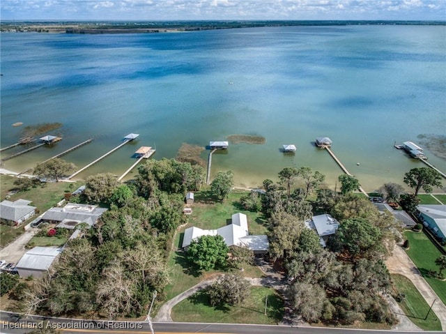 bird's eye view featuring a water view