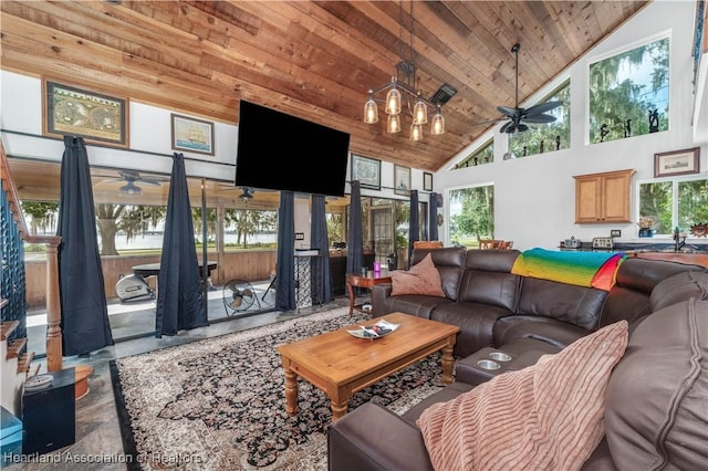 sunroom / solarium with lofted ceiling and wood ceiling