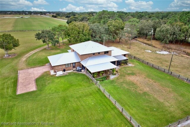 aerial view with a rural view