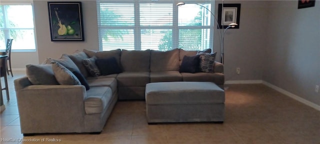 view of tiled living room