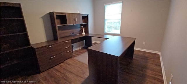 office area with dark wood-type flooring