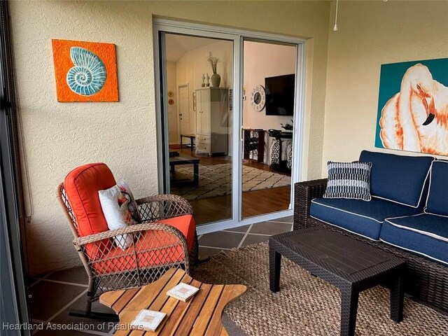 view of tiled living room