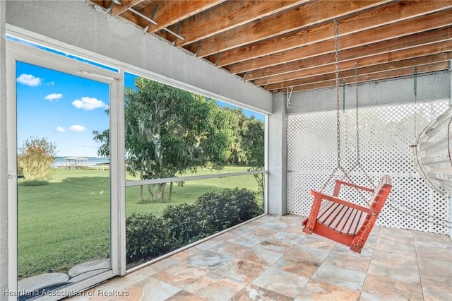 view of unfurnished sunroom