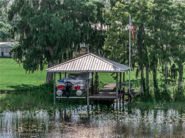 dock area featuring a water view