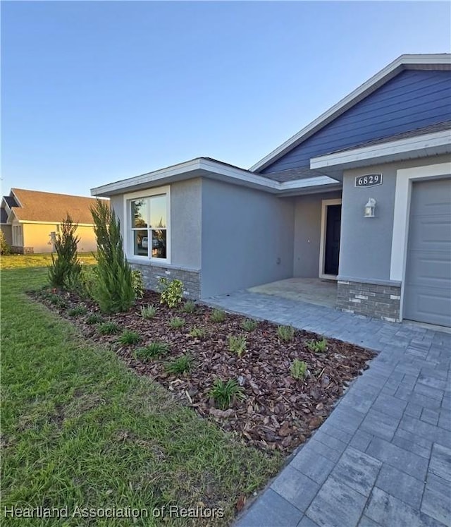 exterior space featuring a garage