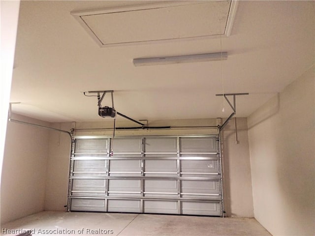 garage with a garage door opener