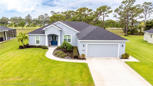4936 Myrtle Dr, Sebring, FL 33872 - single story home with an attached garage, stucco siding, a front yard, and concrete driveway