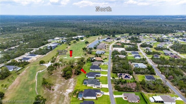 4936 Myrtle Dr, Sebring, FL 33872 - aerial view of property and surrounding area with nearby suburban area and a local golf course