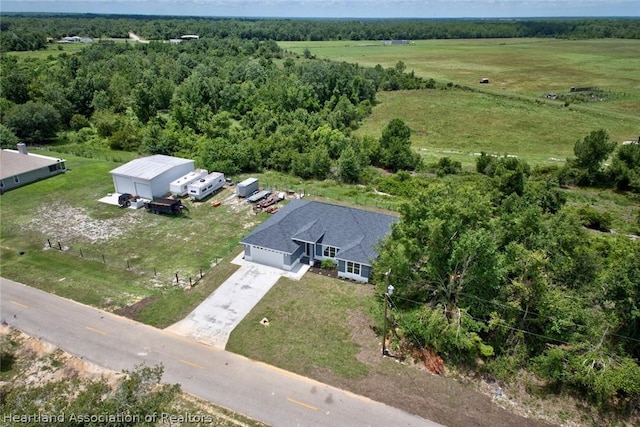 aerial view with a rural view