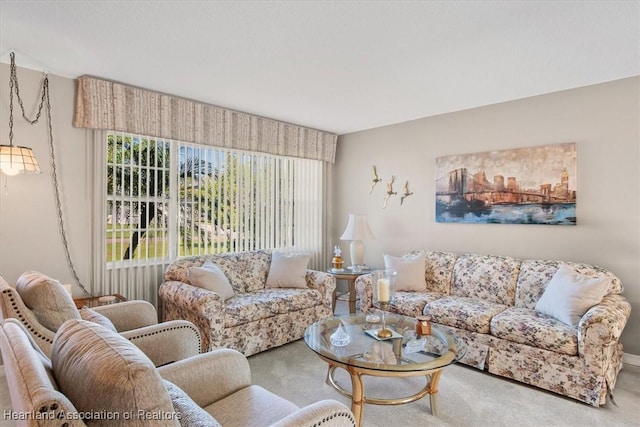 living room with carpet floors