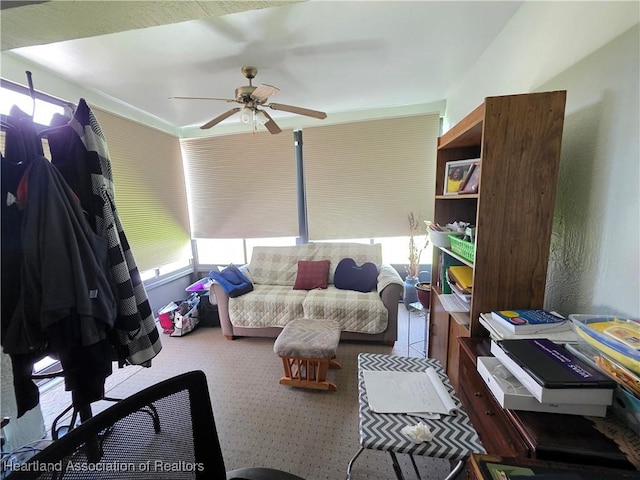 4618 Lafayette Ave, Sebring, FL 33875 - carpeted living area with ceiling fan