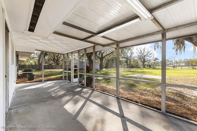 view of unfurnished sunroom