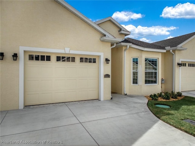 exterior space featuring a garage