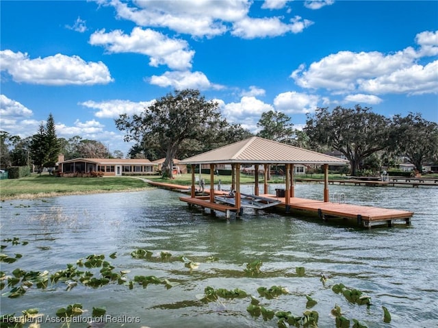 view of dock featuring a water view