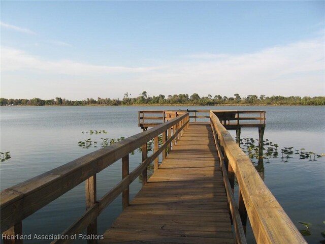 view of dock featuring a water view