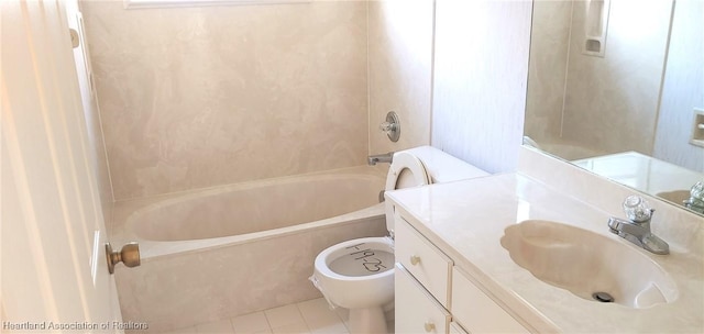 bathroom featuring vanity and shower / washtub combination