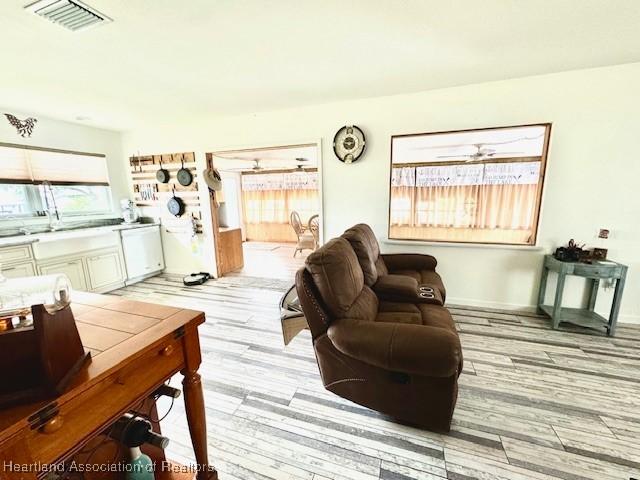 living room featuring light hardwood / wood-style flooring