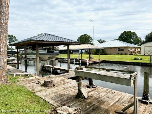 view of dock featuring a water view