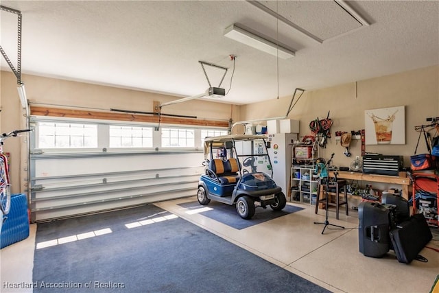 garage with a garage door opener