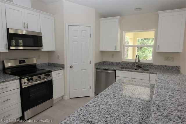 kitchen featuring sink, white cabinets, and appliances with stainless steel finishes